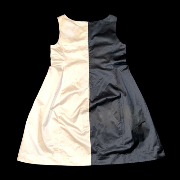 Jil Sander Black & White Panel Sleeveless A-Line Dress – Italian Cotton, Size 36 - Picture 4 of 10